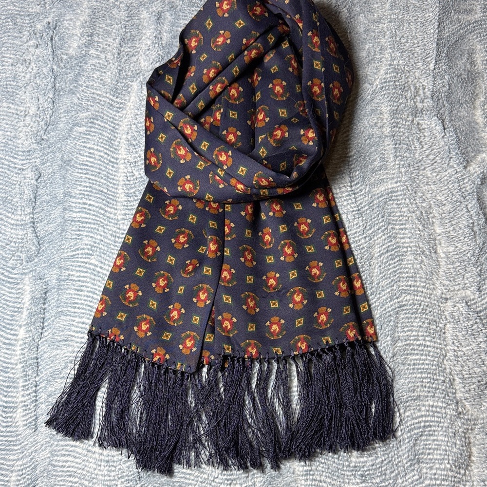 Vintage DKNY Donna Karan New York Silk-Like Rayon Tassel Scarf